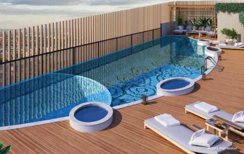 Rooftop swimming pool at Sethia Pride Kandivali East